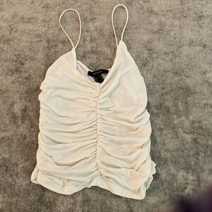 Forever 21 size small white ruched cami top. {246}